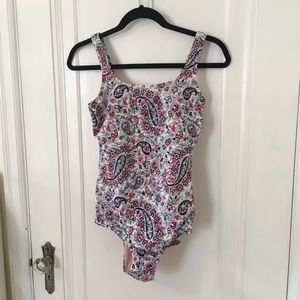 Floral Scoopneck Lands End One Piece Swimsuit